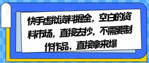 快手虚拟资料掘金,空白的资料市场,直接去抄,不需要制作作品,直接拿来爆-第一资源网