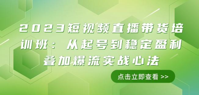 2023短视频直播带货培训班：从起号到稳定盈利叠加爆流实战心法（11节课）-第一资源网