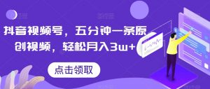 抖音视频号,五分钟一条原创视频,轻松月入3w+【独家秘诀,传授赚钱方法】【揭秘】-第一资源网