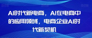 Al时代新电商，Al在电商中的应用领域，电商企业AI时代新契机-第一资源网