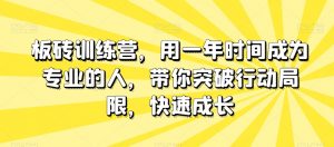板砖训练营,用一年时间成为专业的人,带你突破行动局限,快速成长-第一资源网