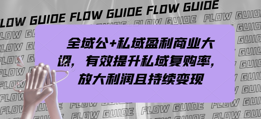 全域公+私域盈利商业大课，有效提升私域复购率，放大利润且持续变现-第一资源网