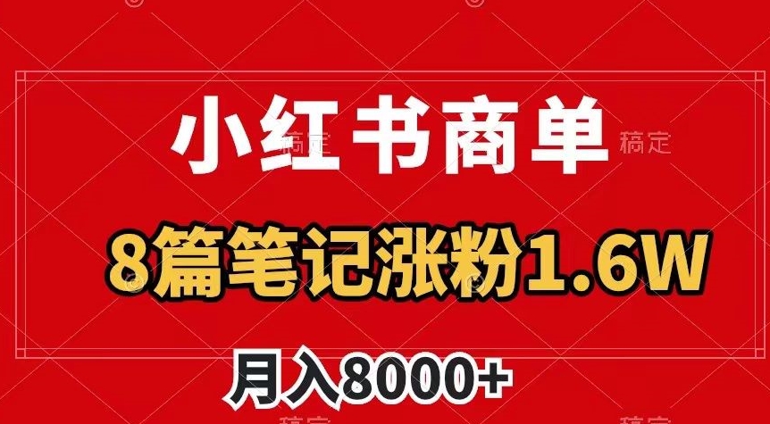 小红书商单最新玩法，8篇笔记涨粉1.6w，作品制作简单，月入8000+【揭秘】-第一资源网