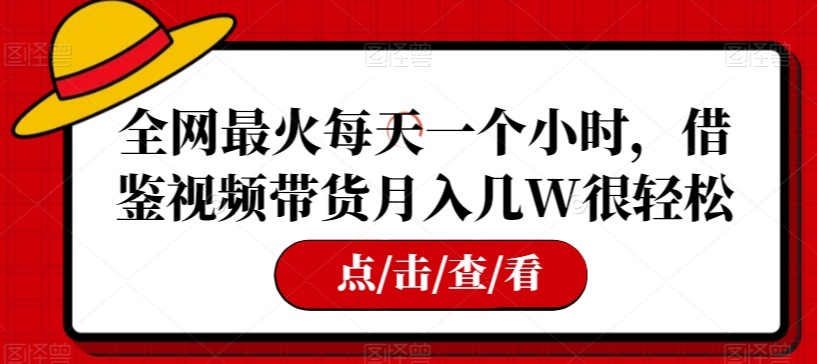 全网最火每天一个小时，借鉴视频带货月入几W很轻松【揭秘】-第一资源网