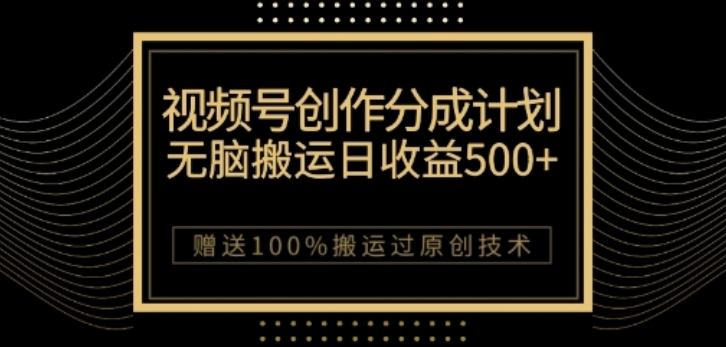 视频号分成计划与私域双重变现，纯搬运无技术，日入3~5位数【揭秘】-第一资源网