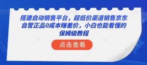 搭建自动销售平台，超低价渠道销售京东自营正品0成本赚差价，小白也能看懂的保姆级教程【揭秘】-第一资源网