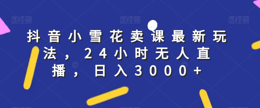 抖音小雪花卖课最新玩法，24小时无人直播，日入3000+【揭秘】-第一资源网