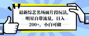 最新综艺名场面片段玩法，明星自带流量，日入200+，小白可做【揭秘】-第一资源网