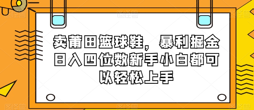 卖莆田篮球鞋，暴利掘金日入四位数新手小白都可以轻松上手【揭秘】-第一资源网