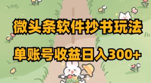 微头条软件抄书玩法,单账号收益日入300+【揭秘】-第一资源网