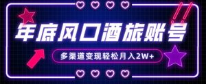 年底大风口旅游赛道酒旅账号，多渠道变现，小白也能月入2W+【揭秘】-第一资源网