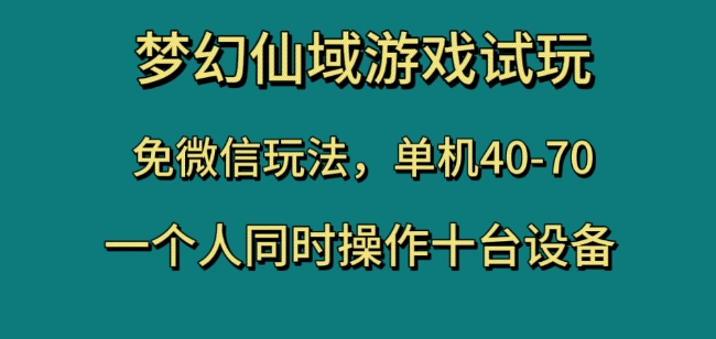 梦幻仙域游戏试玩，免微信玩法，单机40-70，一个人同时操作十台设备【揭秘】-第一资源网