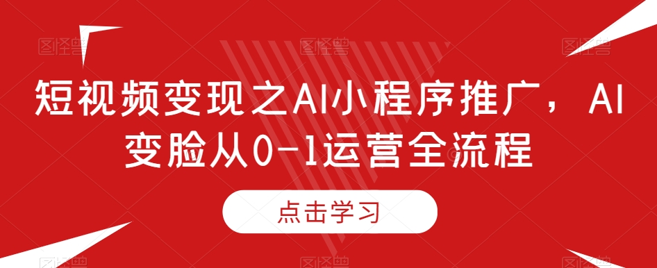 短视频变现之AI小程序推广，AI变脸从0-1运营全流程-第一资源网