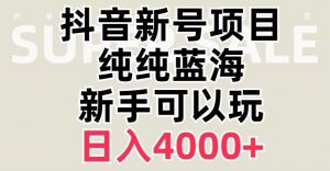 抖音蓝海赛道,必须是新账号,日入4000+【揭秘】-第一资源网