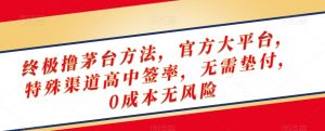 终极撸茅台方法，官方大平台，特殊渠道高中签率，无需垫付，0成本无风险【揭秘】-第一资源网