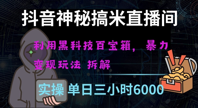 抖音神秘直播间黑科技日入四位数及格暴力项目全方位解读【揭秘】-第一资源网