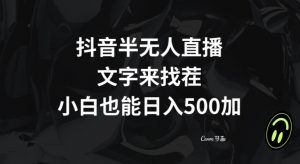 抖音半无人直播，文字来找茬小游戏，每天收益500+【揭秘】-第一资源网