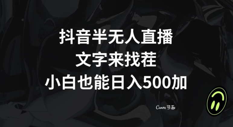抖音半无人直播，文字来找茬小游戏，每天收益500+【揭秘】-第一资源网