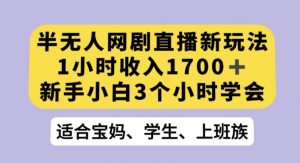 半无人网剧直播新玩法,1小时收入1700+,新手小白3小时学会【揭秘】-第一资源网