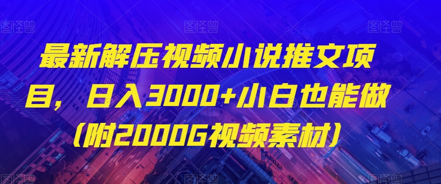 最新解压视频小说推文项目，日入3000+小白也能做（附2000G视频素材）【揭秘】-第一资源网