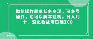 微信操作简单任务变现,可多号操作,也可以脚本挂机,日入几十,深化收益可日赚200【揭秘】-第一资源网