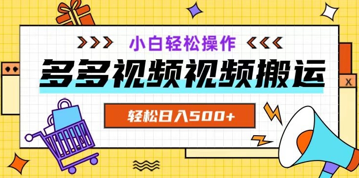 多多视频项目新手小白操作，轻松日入500+【揭秘】-第一资源网