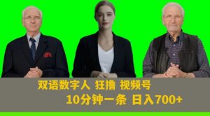 Ai生成双语数字人狂撸视频号，日入700+内附251G素材【揭秘】-第一资源网