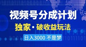 视频号分成计划,独家·破收益玩法,日入3000不是梦【揭秘】-第一资源网
