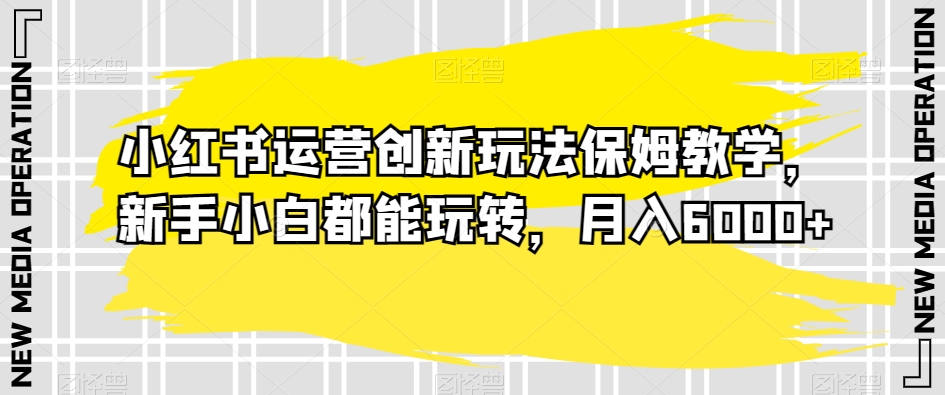 小红书运营创新玩法保姆教学，新手小白都能玩转，月入6000+【揭秘】-第一资源网