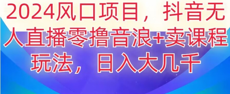 2024风口项目，抖音无人主播撸音浪+卖课程玩法，日入大几千【揭秘】-第一资源网