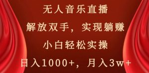 无人音乐直播,解放双手,实现躺赚,小白轻松实操,日入1000+,月入3w+【揭秘】-第一资源网