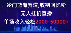 冷门蓝海赛道,收割回忆粉,无人挂机直播,单场收入轻松2000-5w+【揭秘】-第一资源网