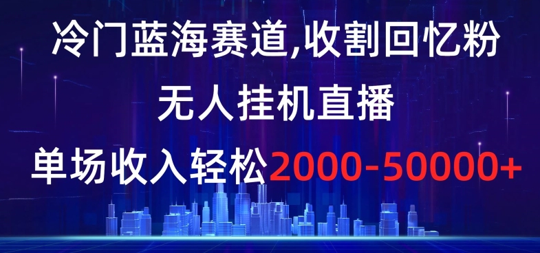 冷门蓝海赛道，收割回忆粉，无人挂机直播，单场收入轻松2000-5w+【揭秘】-第一资源网