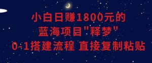 小白能日赚1800元的蓝海项目”释梦”0-1搭建流程可直接复制粘贴长期做【揭秘】-第一资源网
