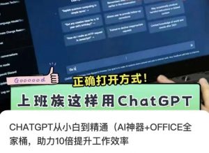 CHATGPT从小白到精通,AI神器+OFFICE全家桶,助力10倍提升工作效率-第一资源网