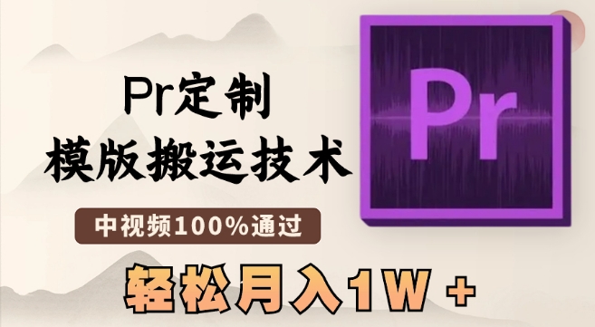 最新Pr定制模版搬运技术，中视频100%通过，几分钟一条视频，轻松月入1W＋【揭秘】-第一资源网