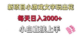新项目小游戏文字玩出花日入2000+,每天只需一小时,小白直接上手【揭秘】-第一资源网