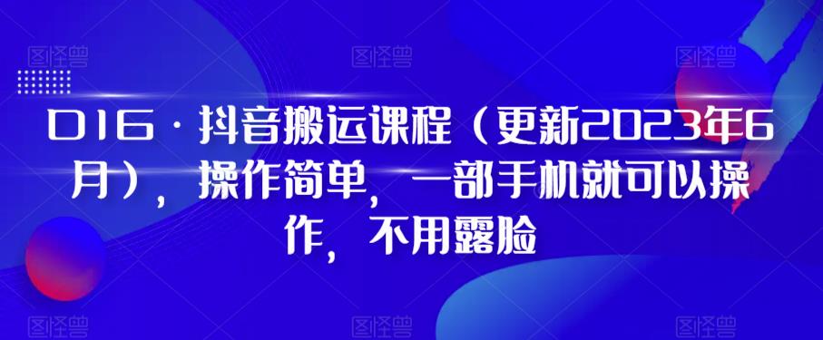 D1G·抖音搬运课程（更新2024年01月），操作简单，一部手机就可以操作，不用露脸-第一资源网