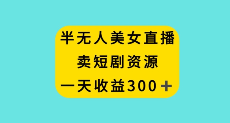 半无人美女直播，卖短剧资源，一天收益300+【揭秘】-第一资源网
