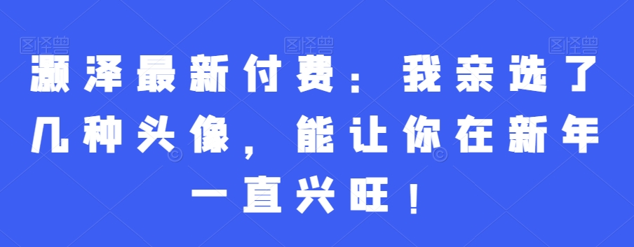 灏泽最新付费：我亲选了几种头像，能让你在新年一直兴旺！-第一资源网