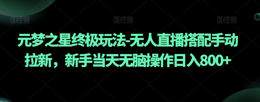 元梦之星终极玩法-无人直播搭配手动拉新，新手当天无脑操作日入800+【揭秘】-第一资源网