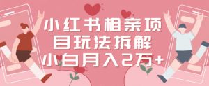 小红书相亲项目玩法拆解,有人通过这个副业项目做到了月收入2万多【揭秘】-第一资源网