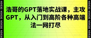 浩哥的GPT落地实战课，主攻GPT，从入门到高阶各种高端法一网打尽-第一资源网