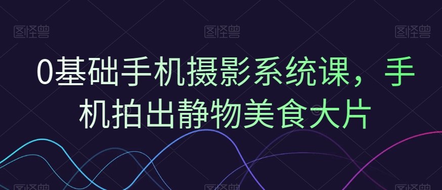 0基础手机摄影系统课，手机拍出静物美食大片-第一资源网