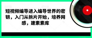 短视频编导进入编导世界的密钥，入门从拆片开始，培养网感，建素素库-第一资源网