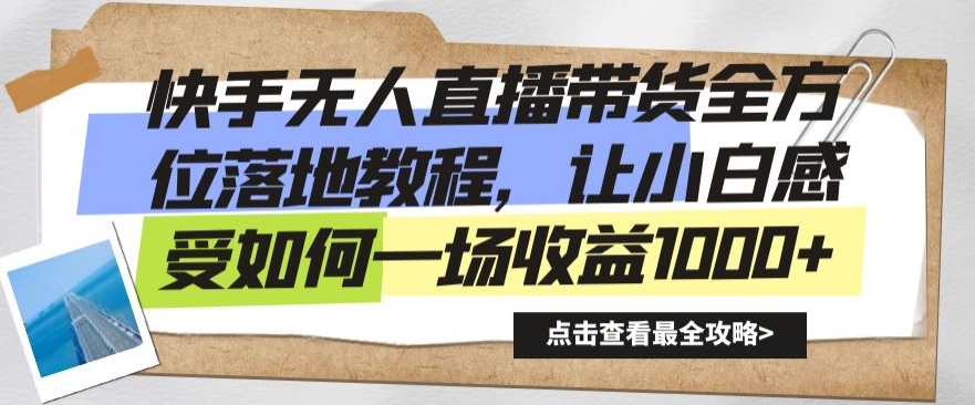 快手无人直播带货全方位落地教程，让小白感受如何一场收益1000+【揭秘】-第一资源网