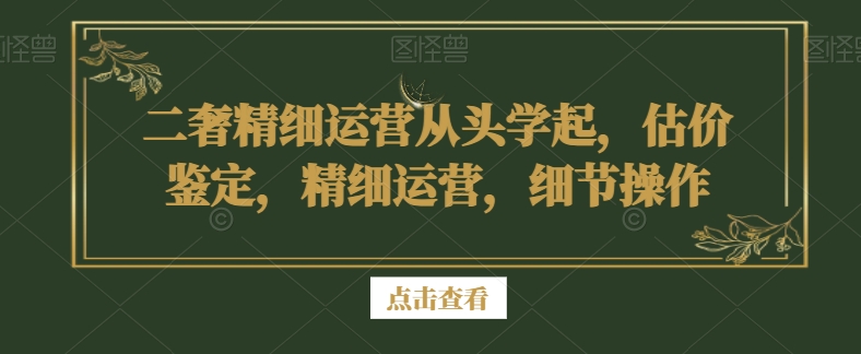 二奢精细运营从头学起，估价鉴定，精细运营，细节操作-第一资源网