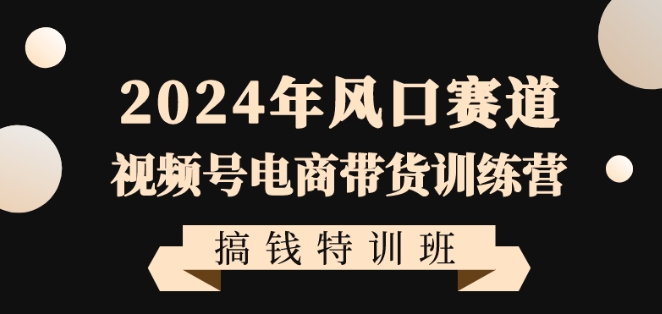 2024年风口赛道视频号电商带货训练营搞钱特训班，带领大家快速入局自媒体电商带货-第一资源网