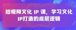 短视频文化IP课,学习文化IP打造的底层逻辑-第一资源网