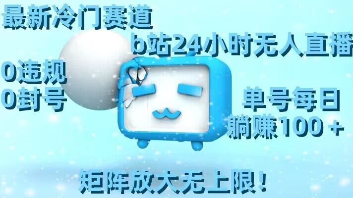 最新冷门赛道，b站24小时无人直播，0违规0封号，单号每日躺赚100＋，矩阵放大无上限【揭秘】-第一资源网